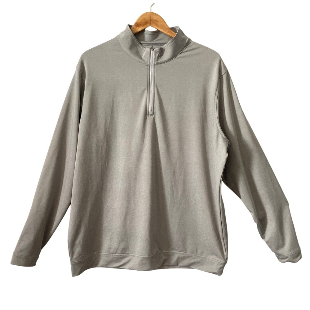 Peter Millar Crown Sport Mens XXL Gale Grey Quarter Zip Sleeve Logo Pullover